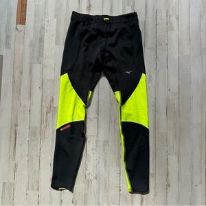 Mizuno Thermal Running Tights Womens Small Black Neon Reflective